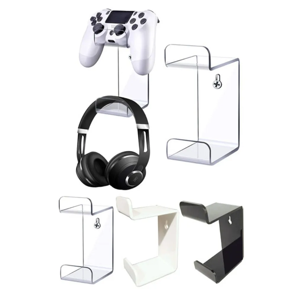 

Display Bracket Game Handle Bracket Compatible Space Saving Acrylic Headset Stand Hanger Secure Black/White/Clear