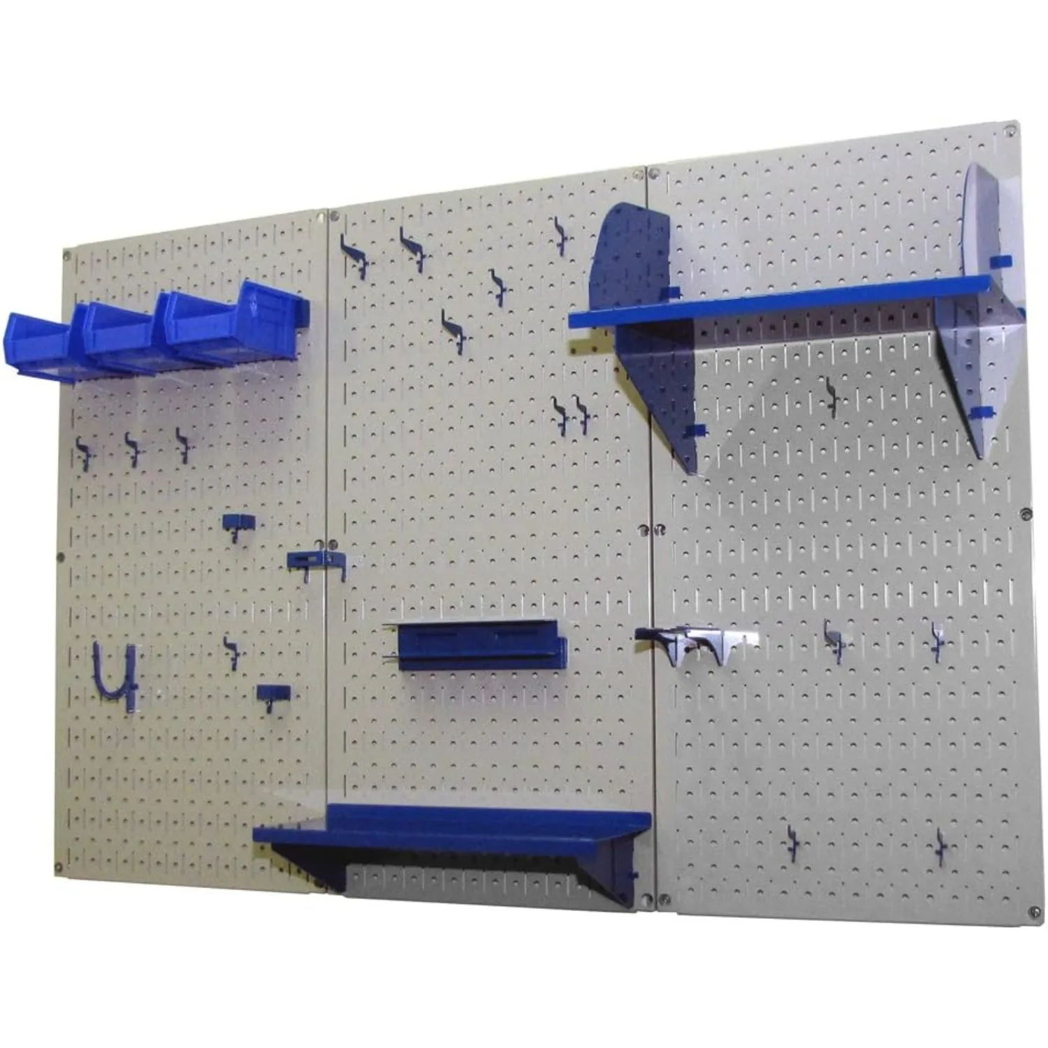 

Pegboard Organizer Wall Control 4 ft. Metal Pegboard Standard Tool Storage Kit with Gray Toolboard and Blue Accessories