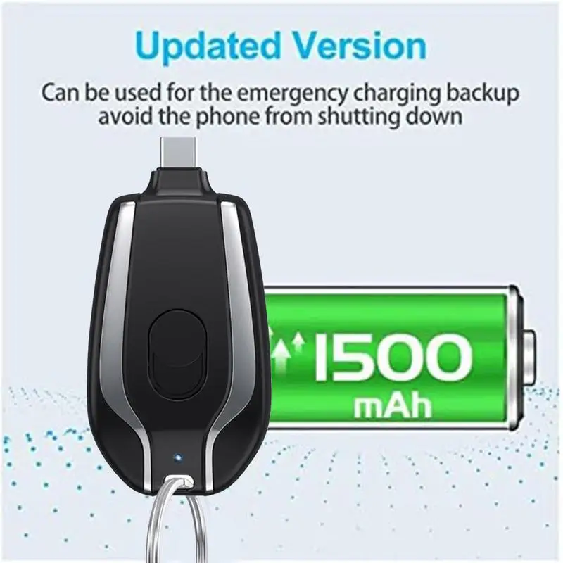 Outdoor Portable Phone Charger Keychain Emergency Mini Power Bank Ultra-Compact Wireless Fast Charging USB C Battery Pack