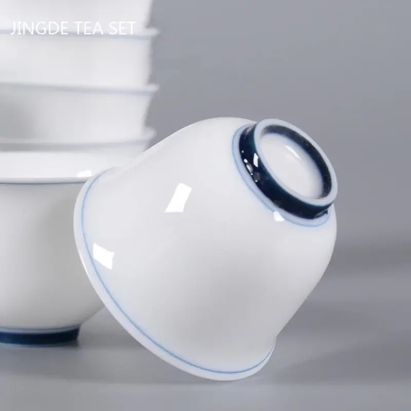 30ml Chinese Ceramic Tea Cups Portable Small Tea Bowl White Porcelain Teacup Tradition Tea Set Accessories Household Drinkware