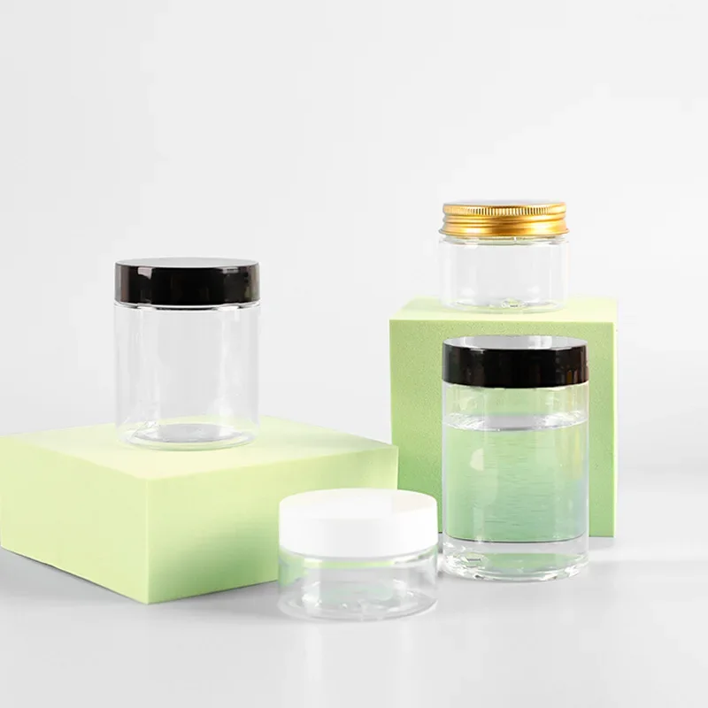 24/50pcs 47 Teeth PET Plastic Wide Mouth Cream Jars Eye Cream Bottle Transparent Facial Mask Trial Small Bottles