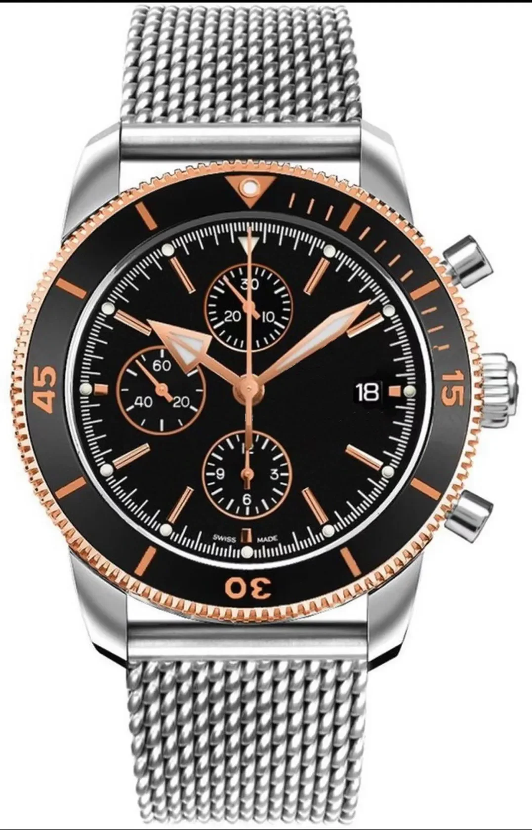 

Quartz Chronograph Men watch Ceramic Sport Rose Gold Watch