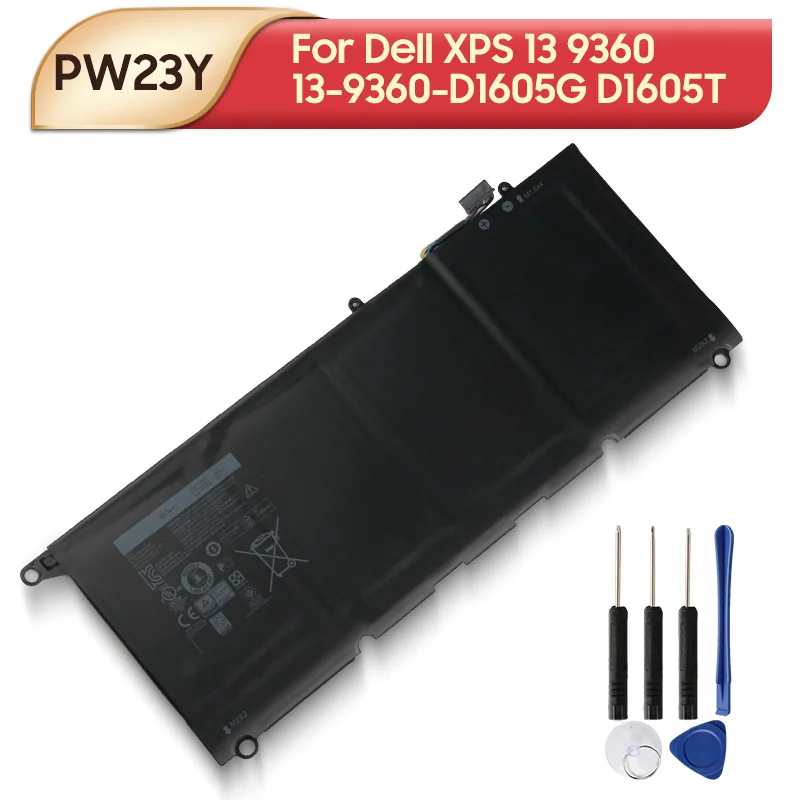 Batteria Del Computer Portatile Di Ricambio Pw23Y 0Rnp72 0Tp1Gt Per Dell Xps 13 9360 13-9360-D1605G D1605T D1705 60Wh Batterie Dei Notebook