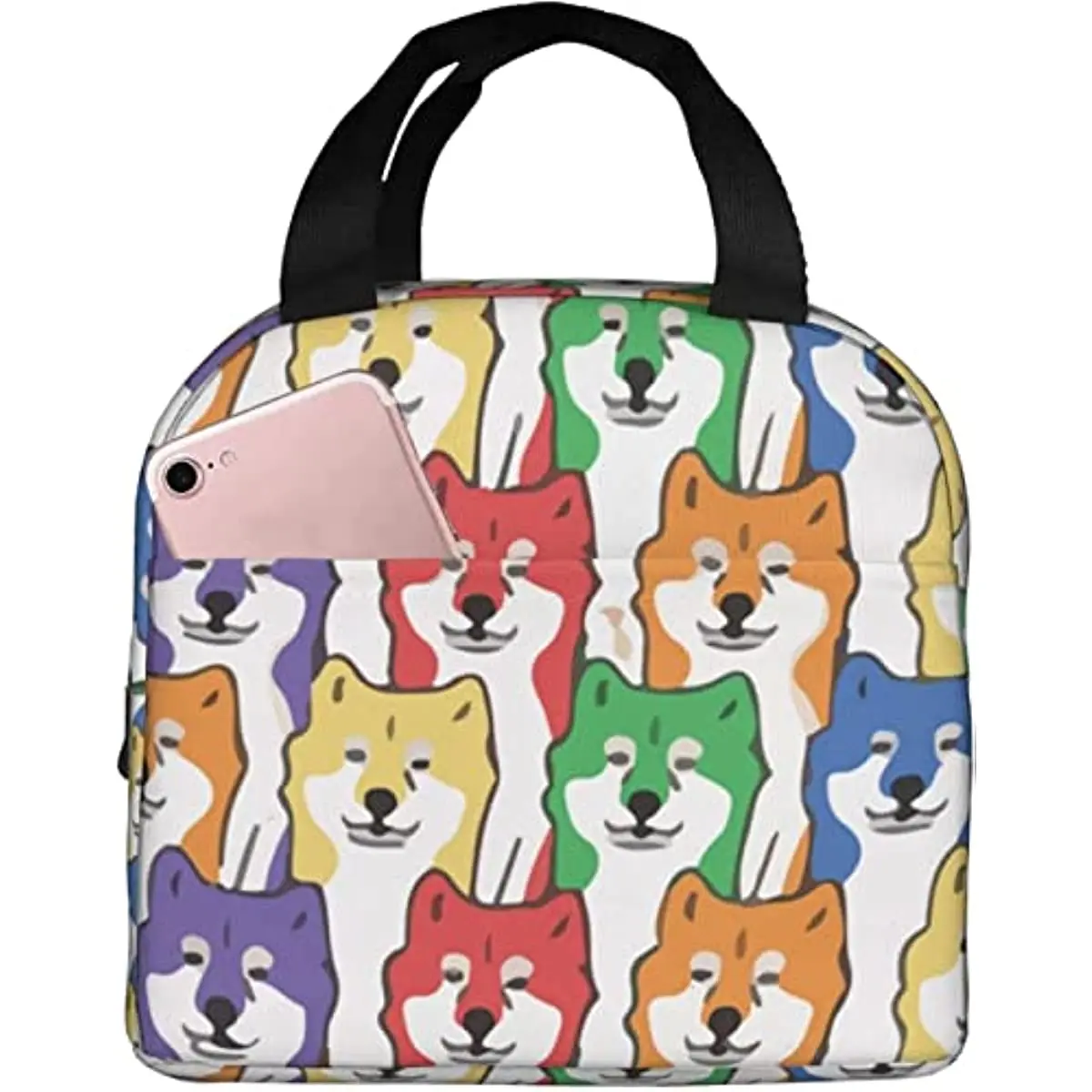 

Reusable Lunch Tote Bag LGBT Rainbow Shiba Inu Insulated Lunch Bag Durable Cooler Lunch Box