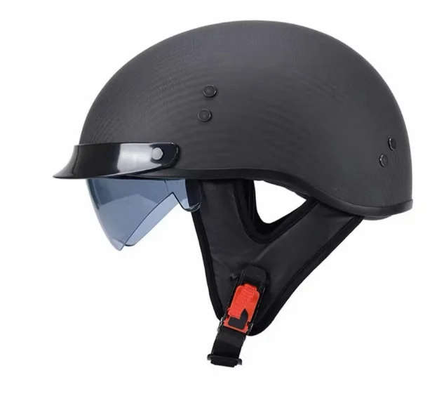 Light Weight Carbon Fiber Scooter Motorcycle Half Face Helmet Vintage Half Motobike Helmet Inner Visor