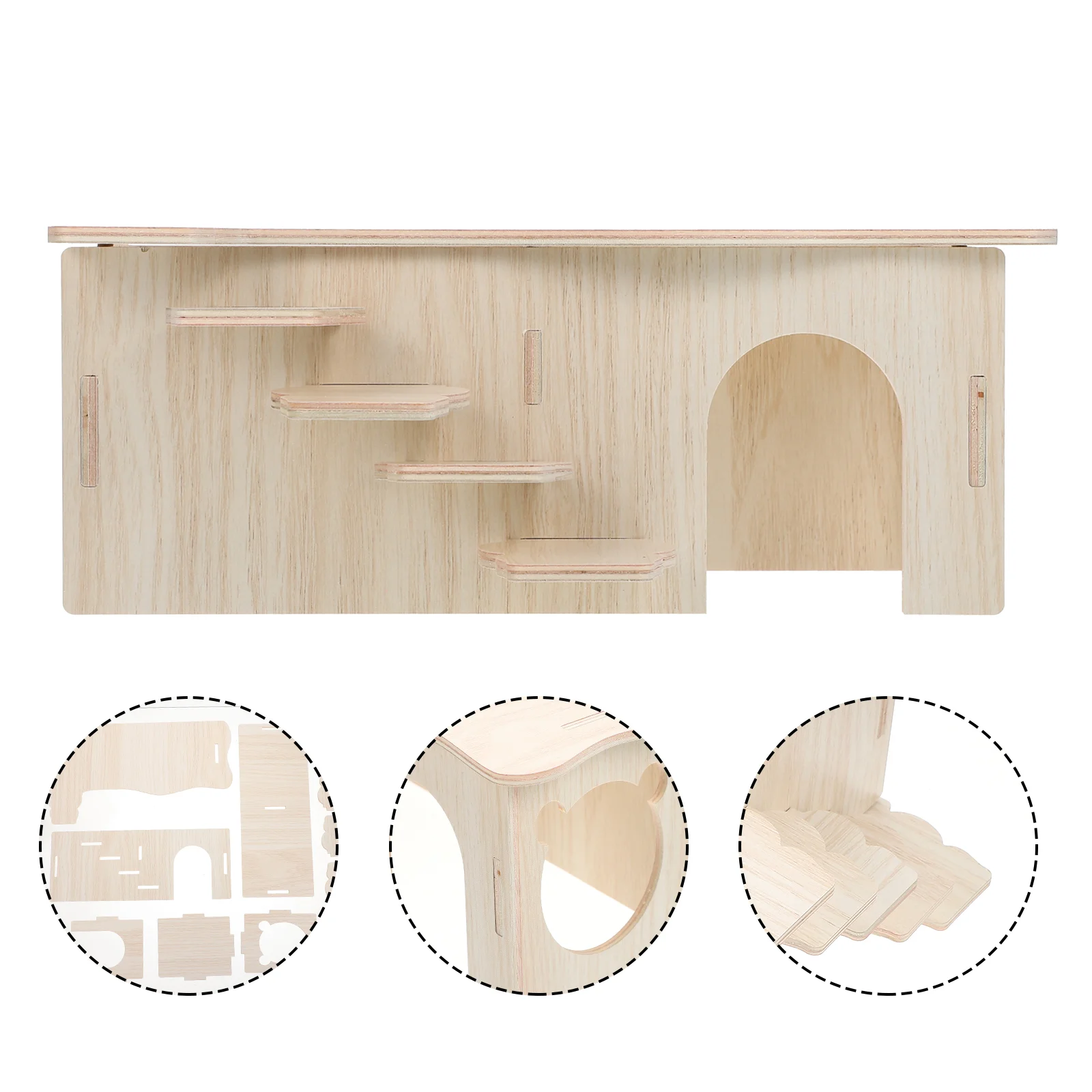 

Multifunctional Small Pet House Wooden Hamster Nest with Ladder Hamster Hiding House