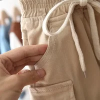 Pantalon cargo en coton pour garçon de 2 à 6 ans, vêtement de sport décontracté, couleur unie, nouvelle collection 5