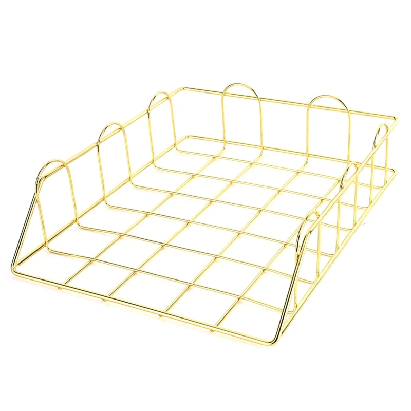 

Stackable File Document Letter Tray Holder Rose Gold Golden Color Space-saving