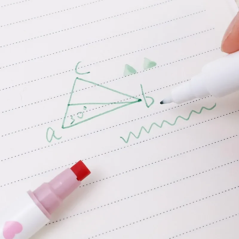 Quick Dry Seal Double-ended Highlighter Marker Watercolor Pen Graffiti Pen Kawai Korean Stationery School Office Supplies 6-1Pcs