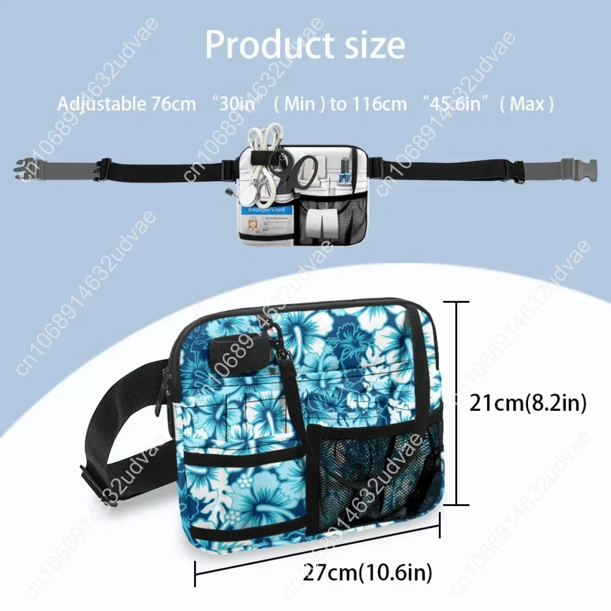 Luxury Hibiscus Flower Hawaiian Style Women's Waist Bag Adjustable Casual Medical Nurse Belt Bag Organizer Pouch Tool Holder New