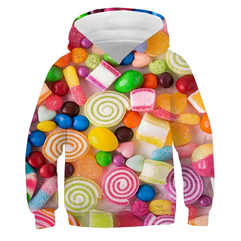 thumbnail image 1 of Sudadera con capucha con estampado de caramelos de colores, divertida sudadera con patatas fritas, jersey de macarrones para niños, camisetas de otoño, chándal informal, ropa para niños, 1 of 5