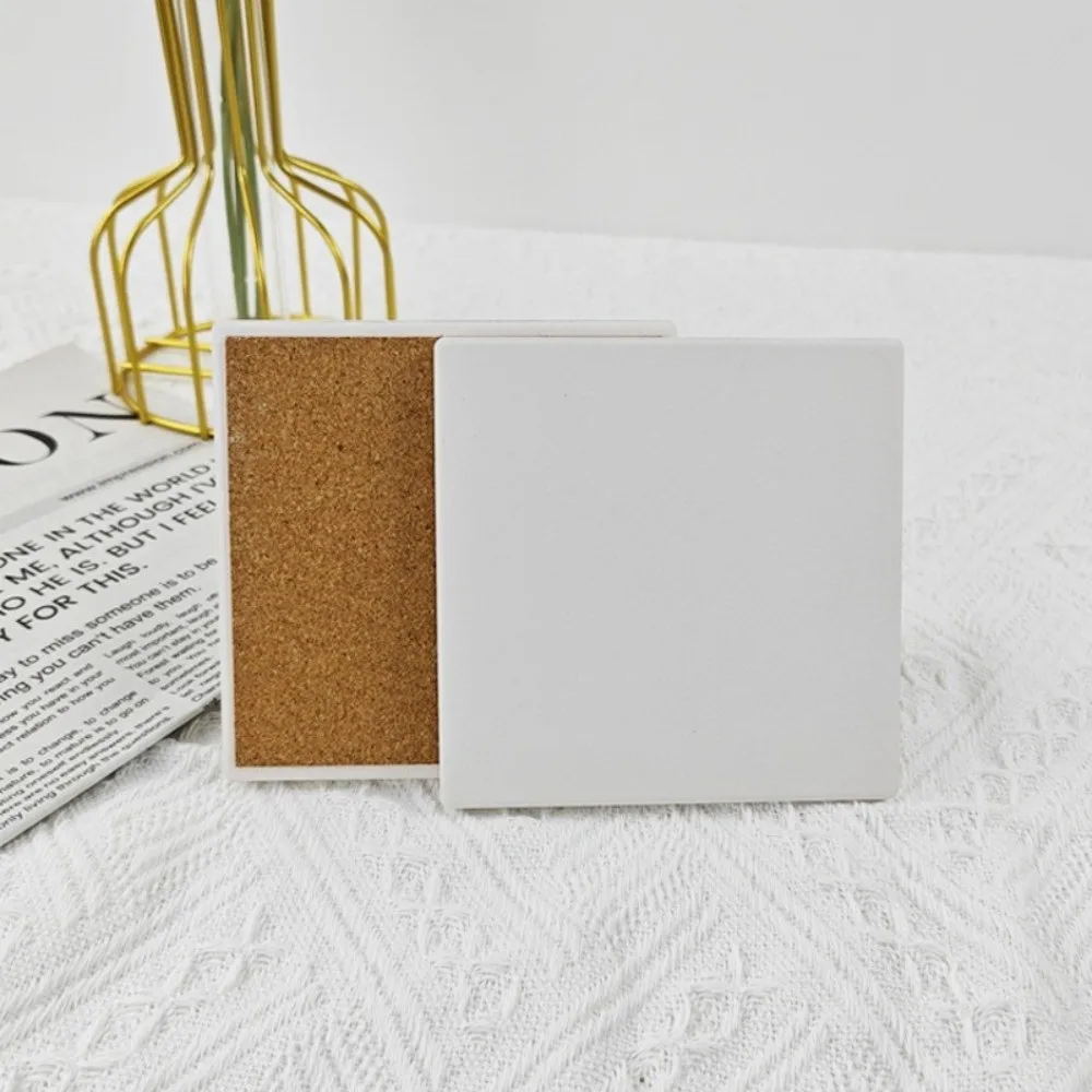 Non-Slip Heat Resistant Cork Ceramic Coaster Set for Table Protection and Decoration