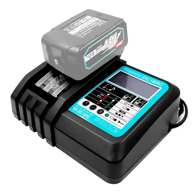 Battery Charger DC18RC Li-ion Battery Charger For Makita 14.4V 18V BL1830 Bl1430 DC18RF BL1815 BL1415 LXT400 BCl180W DC18RD DC18RE DC18SF BL1860