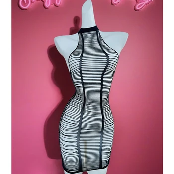 1PC Women Sexy Lingerie Sexy Fishnet Cover Up For Valentine's Day Without Bikini Hollow Out Bodycon Dress See DS711 1