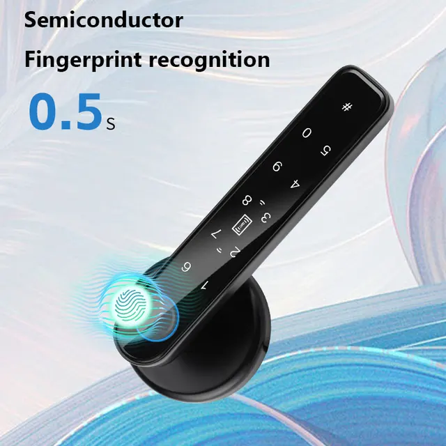 Door Lock Anti Peeping Fingerprint Security Handle Lock TTLOCK APP Control Type-C Emergency Charge for Home Office Glass Doors 3