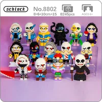 SC Game Undertale Sans Cross Nightmare Reaper Ink Skeleton Hero Monster Doll DIY Mini Diamond Blocks Bricks Building Toy No Box 1