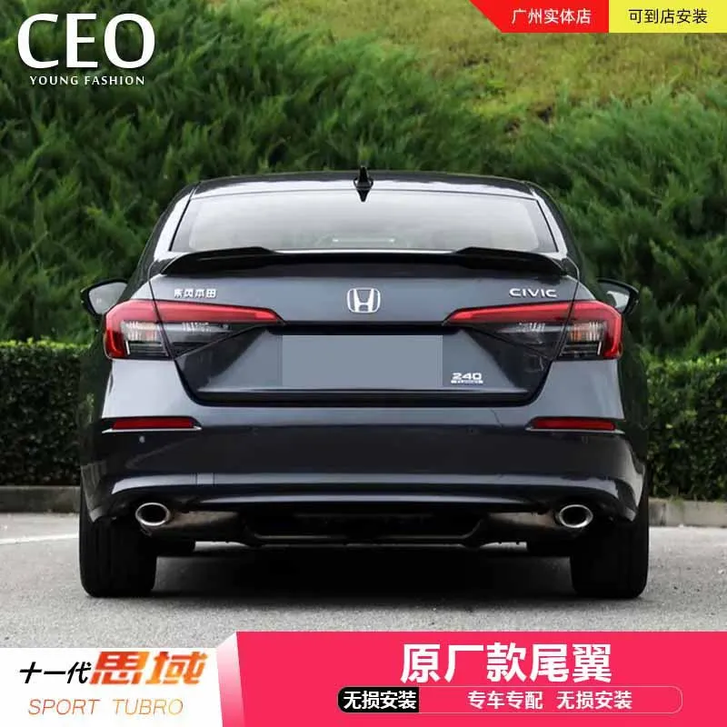 Honda Civics 2022 + Spoiler 고품질 ABS 플라스틱 후면 지붕 스포일러 윙 트렁크 립 부츠 커버 자동차 스타일링