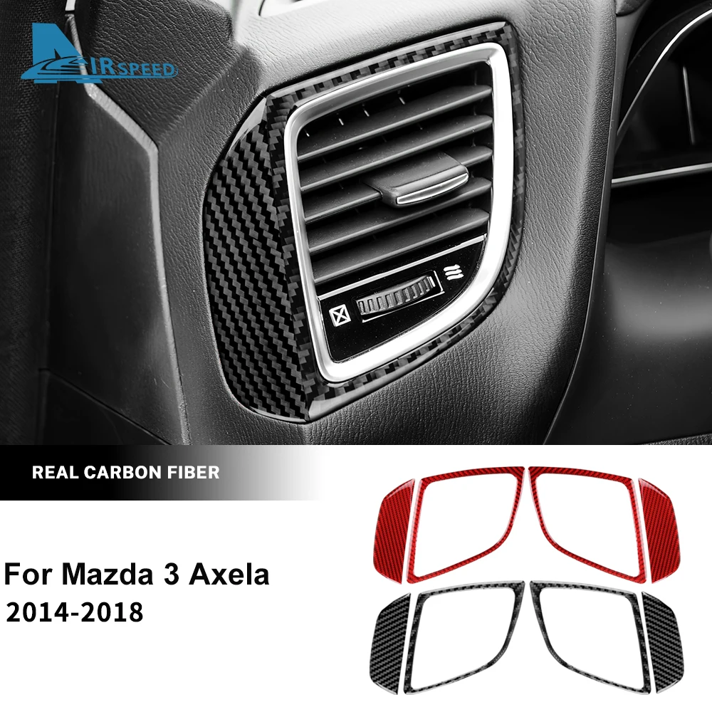 Real Carbon Fiber For Mazda 3 Axela LHD RHD Car Center Console Side Air Outlet Accessories Sticker