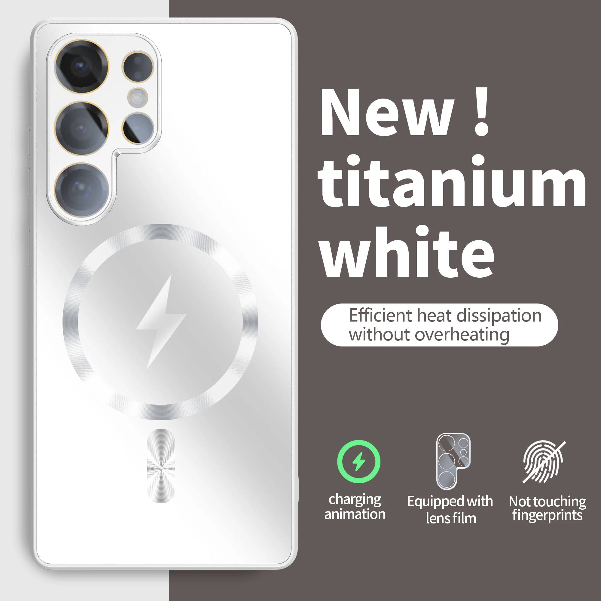 Matte Wireless Charging Case with Glass Lens Protection and Anti-Fall Cover