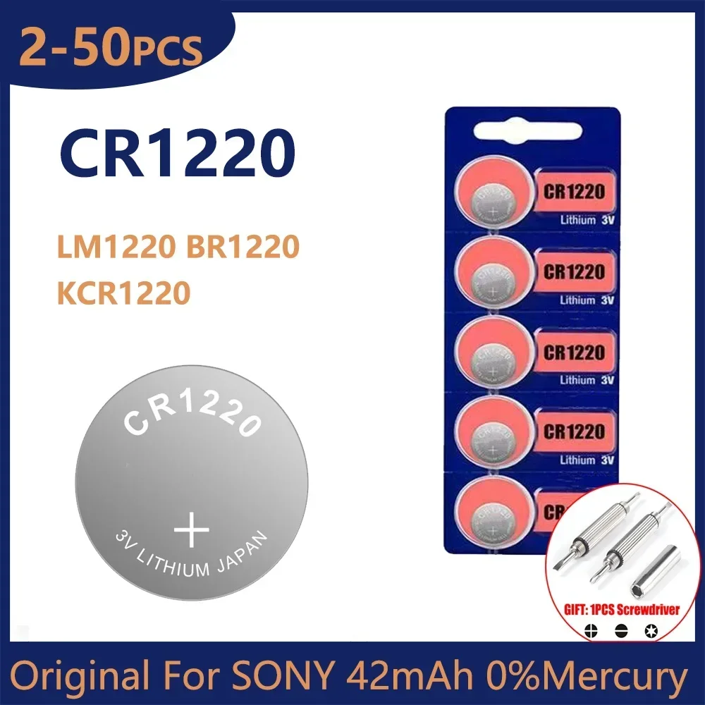 Оригинал для SONY 2-50 шт. CR1220 KCR1220 3 В литиевая батарея игрушечные часы весы калькулятор автомобильный пульт дистанционного управления Мышь Кнопка монета ячейка