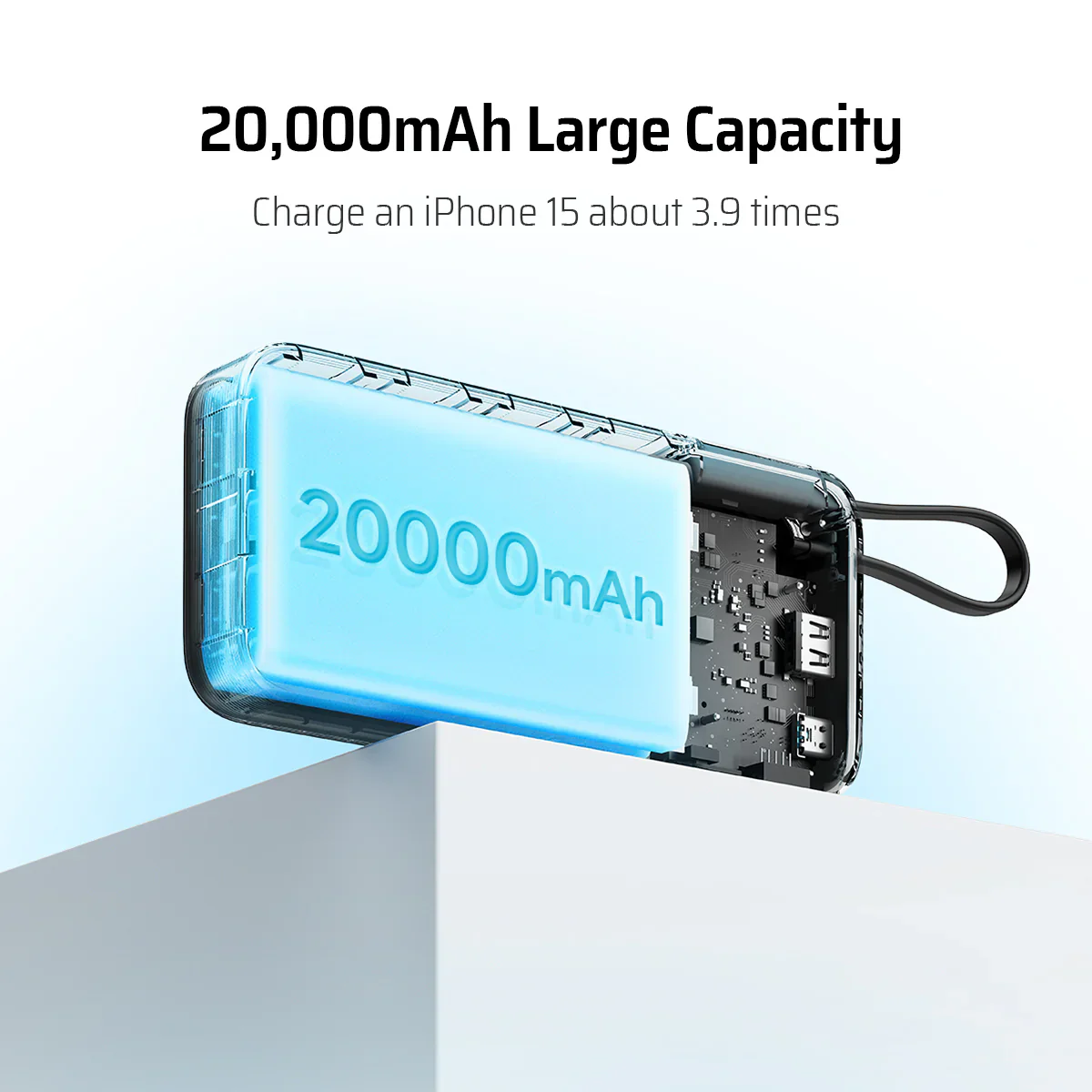 CUKTECH Power Bank 20000mAh 55W Max Cavo integrato CP25 PB200N Ricarica rapida bidirezionale per MacBook Pro iPhone 15 Xiaomi Auricolari - Image 2
