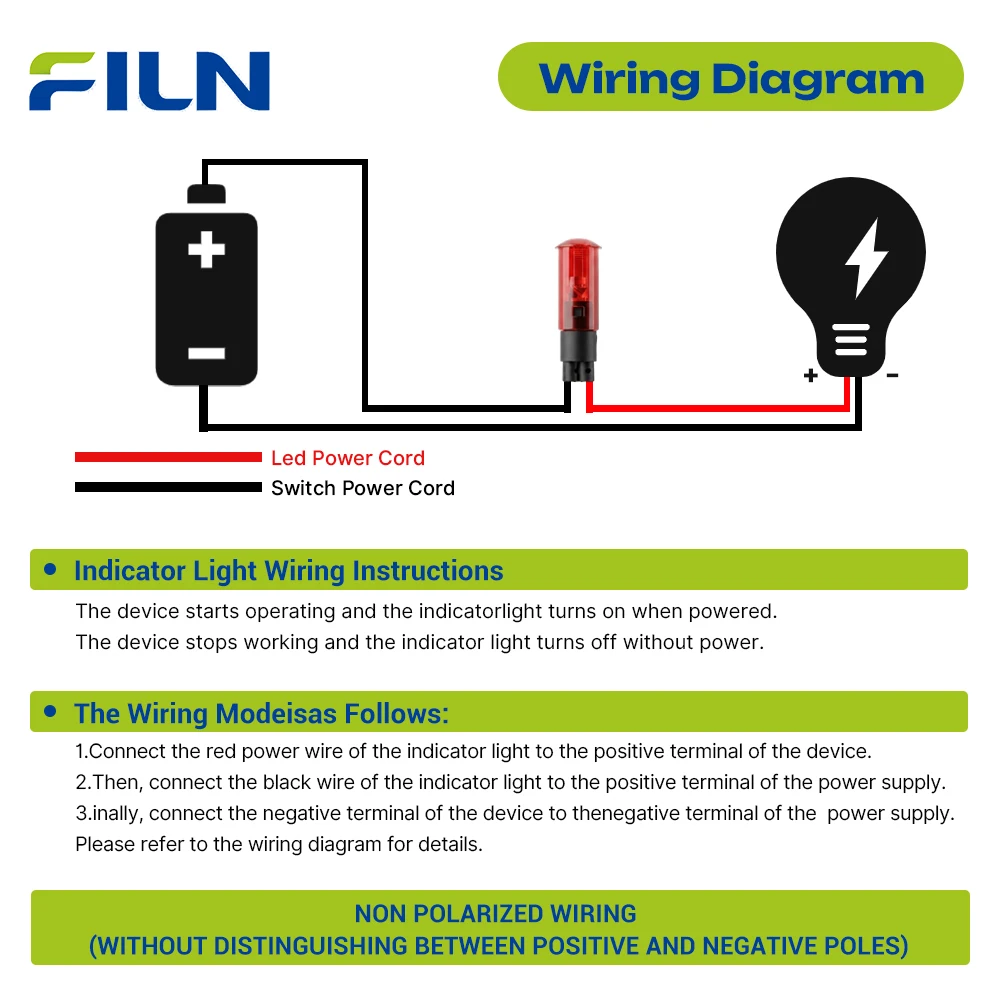 FILN 3PCS 8mm IP67 방수 LED 표시등 12V-24V 사전 배선 마운트 상태 표시등 (자동차, 보트, 산업 제어, 대시보드용)