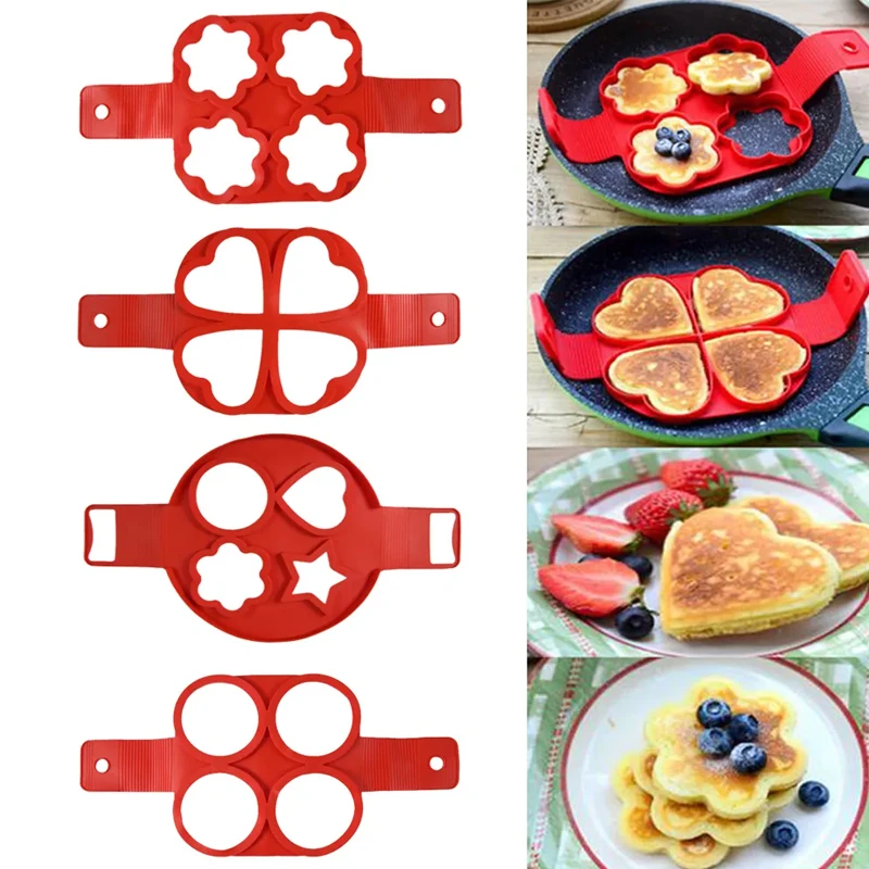 4/7 Holes Silicone Fried Egg Pancake Molds Ring Nonstick Reusable Omelet Mould Cooker For Kitchen Baking Accessories egg mold,egg ring,silicone cooking tools