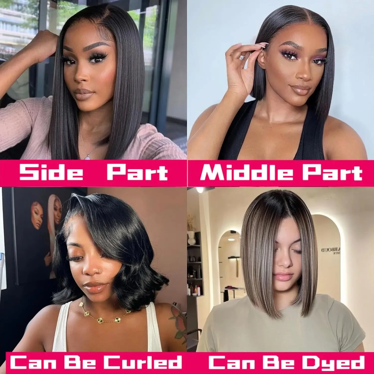 Bone Straight Bob Wig Lace Frontal Human Hair Wigs For Women Short Bob Wig 13x4 HD Lace Frontal Glueless Human Hair 180% human hair wig
