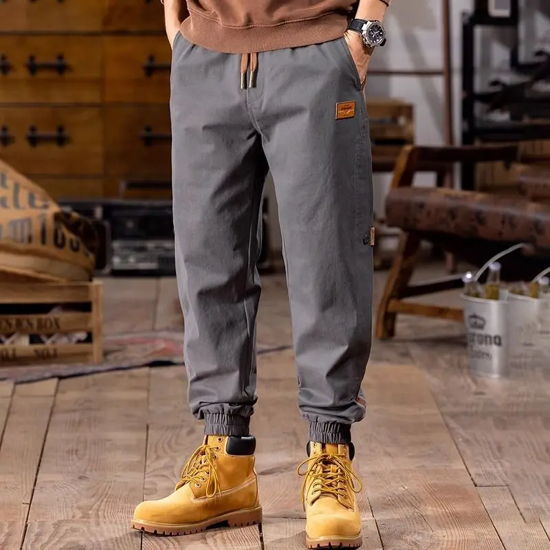 Spring Autumn Fashion High Waist Pocket Trousers Man Casual Versatile Loose Solid Simple Men's Pants Patchwork Chic Male Clothes