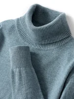 Autumn Winter Men Wool Turtleneck Pullover Long Sleeve Basic Cashmere Sweater 100% Merino Wool Knitwear Smart Casual Clothing 1