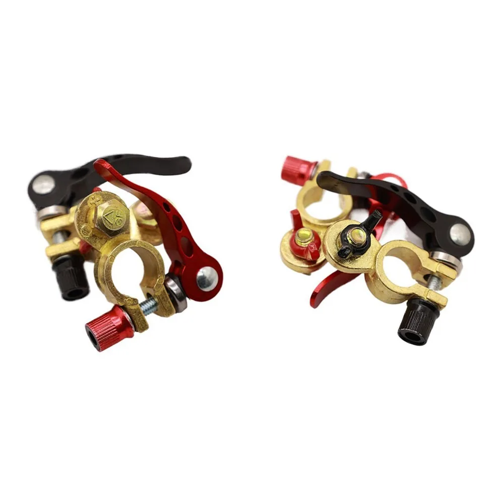 1 Pair M8 5/16 Car Battery Terminal Connectors 70 mm Brass Quick Release Universal For Car Truck RV Truck Auto Accessories