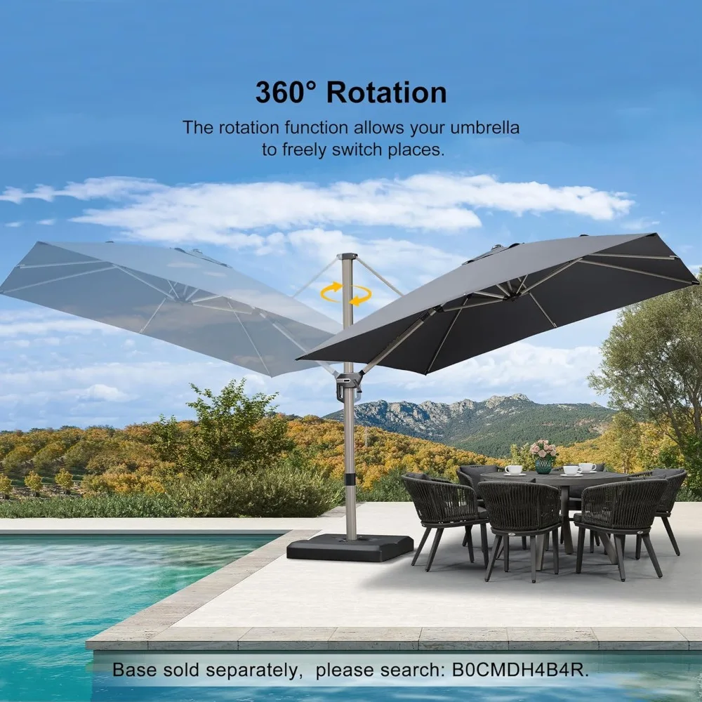 10' X 10 Patio Umbrella, Champagne Square Cantilever Umbrella for Outdoor Patio,Adjustable Offset Hanging Umbrella with Aluminum