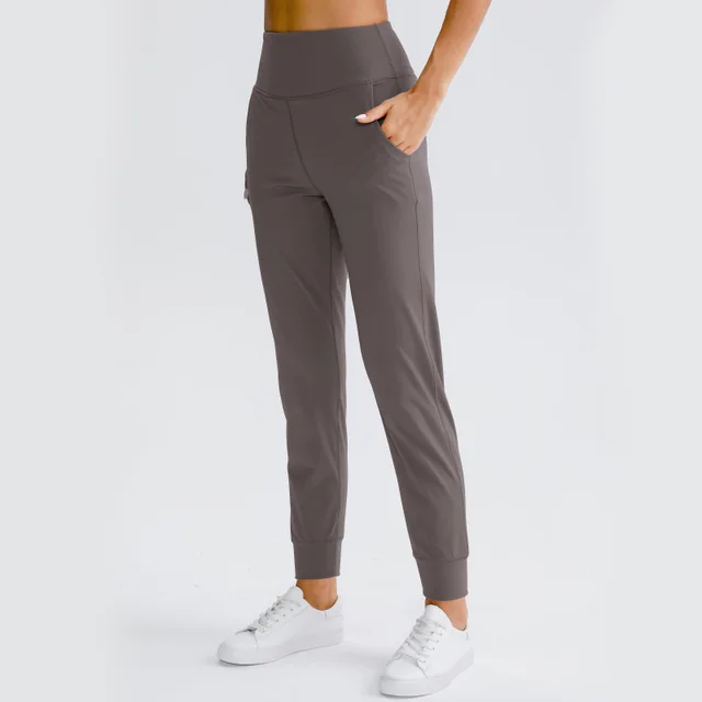 Moonglade Yoga Pants High Waist With Pocket Leggings Sport Women Fitness Workout Clothes Loose Sports Wear Gym Leggins Push Up Wooden grey
