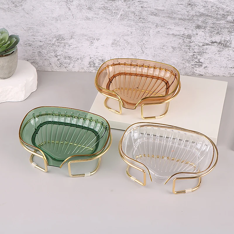 Bathroom Soap Dish Light Luxury Toilet Shower Soap Case With Drain Holder Storage Case Tray Container Bathroom Gadgets
