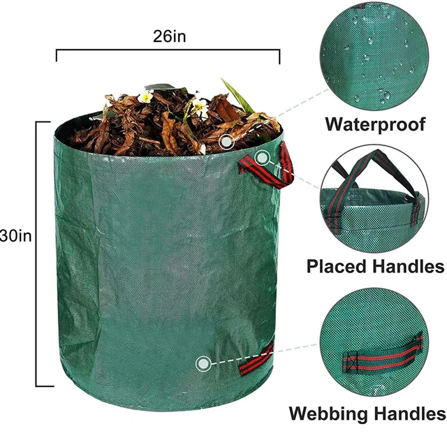 Nagy Kapacitású Kerti Újrafelhasználható Vízálló Levélzsák Könnyű Szemét Can Cans Ceheted Garden Hulladék Gyűjtemény Konténer Tároló Táska - Image 5