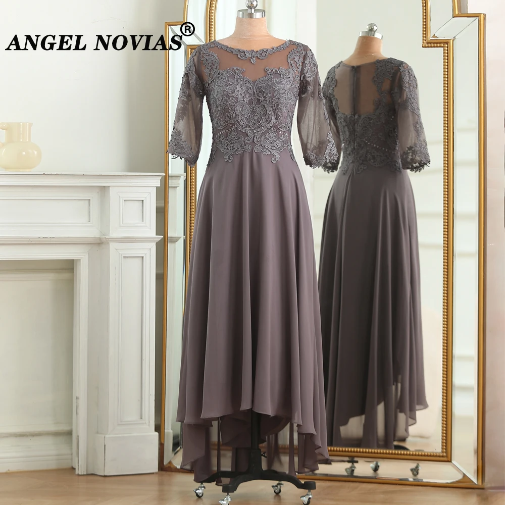 

Real Picture High Low Mother of the Bride Dress 2023 with Sleeves Chiffon Wedding Party Dress Vestido Madre De La Novia 97935