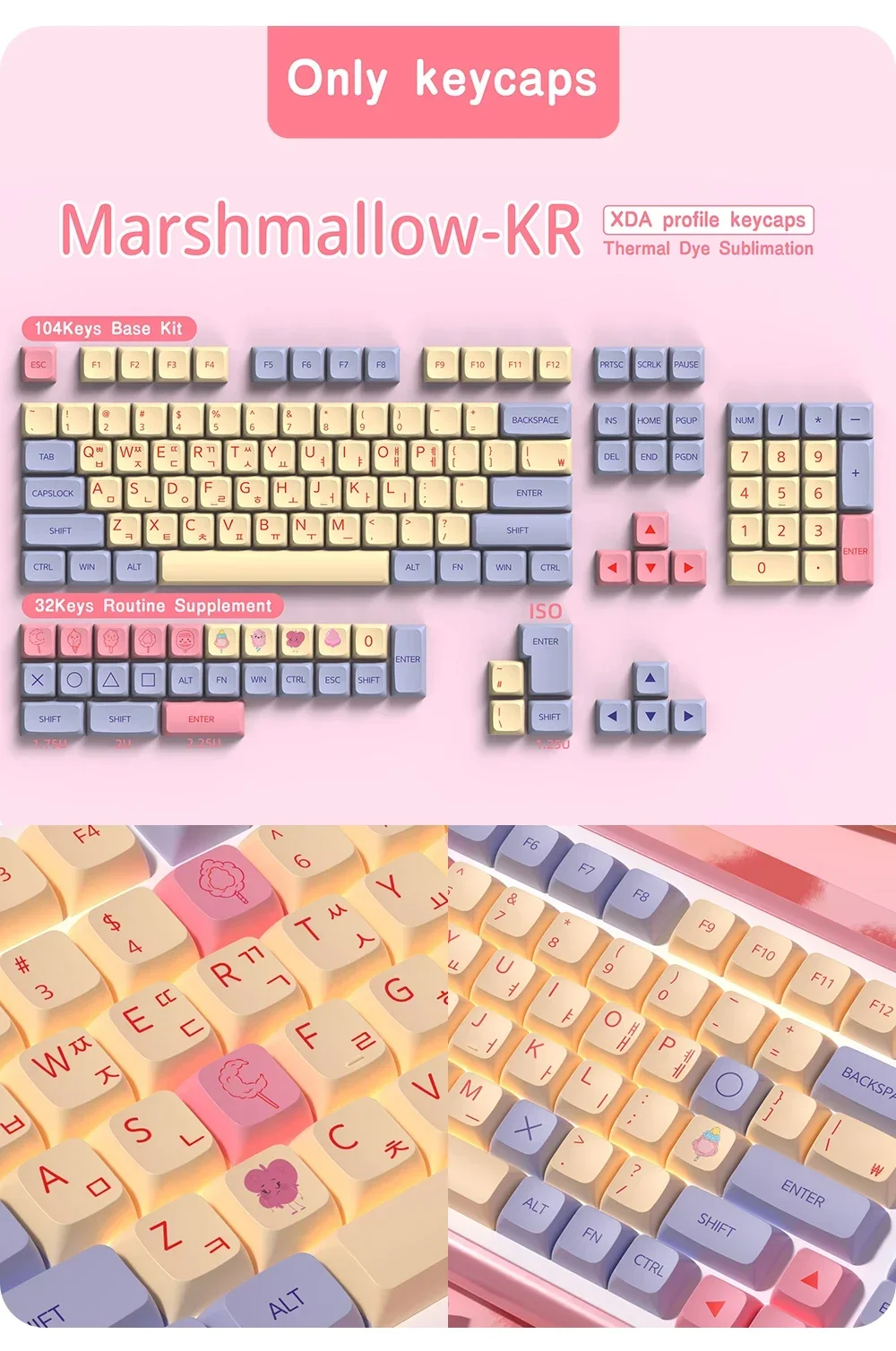 QWERTZ-Marshmallow Keycaps para Teclado Mecânico, Caps, Espanhol,