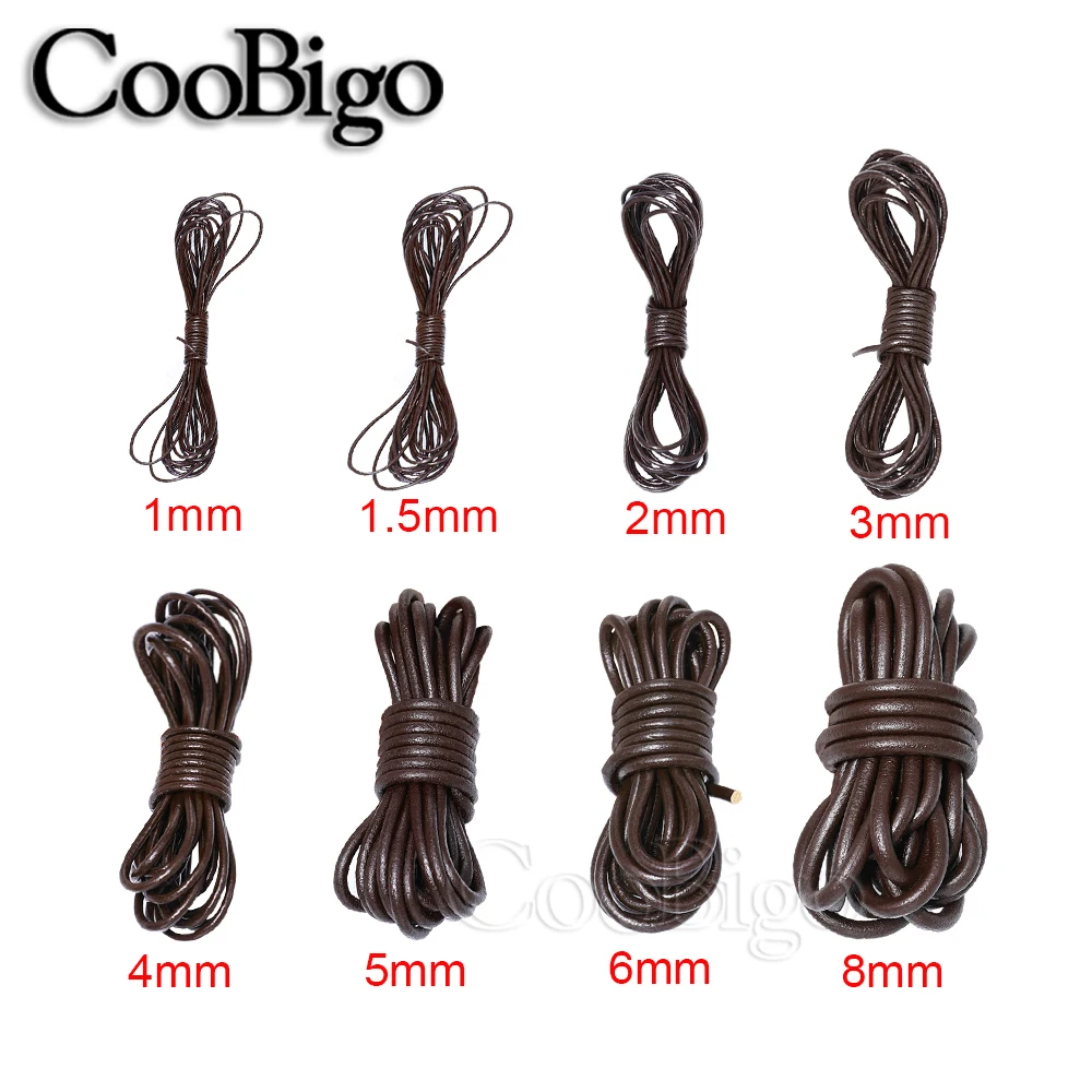 5Meters 1-8mm Cow Leather Cords Cowhide Round String DIY Handcraft Bracelet Findings Necklace Rope Keychain Jewelry Making leather cord