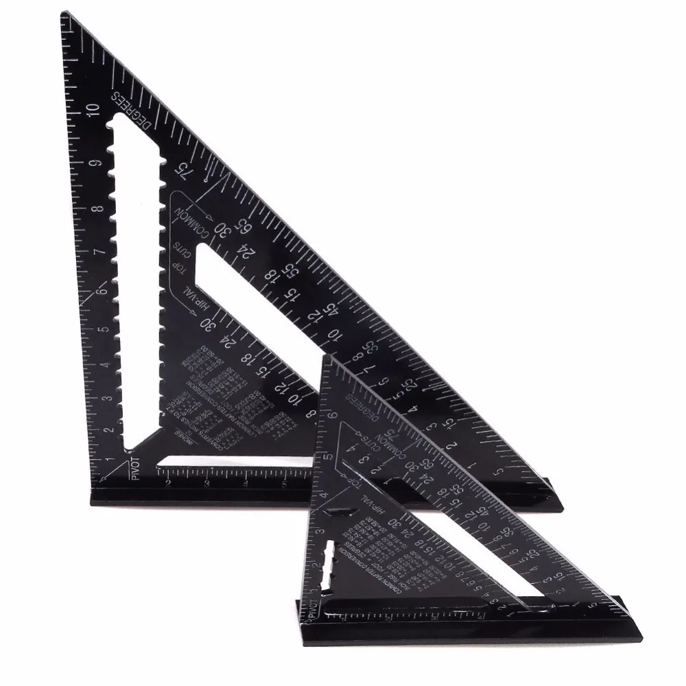 Aluminum Alloy Triangle Ruler Gauges Speed Protractor Miter Carpenter Line Scriber Saw Guide Percision Measurement Tool 7'' /12