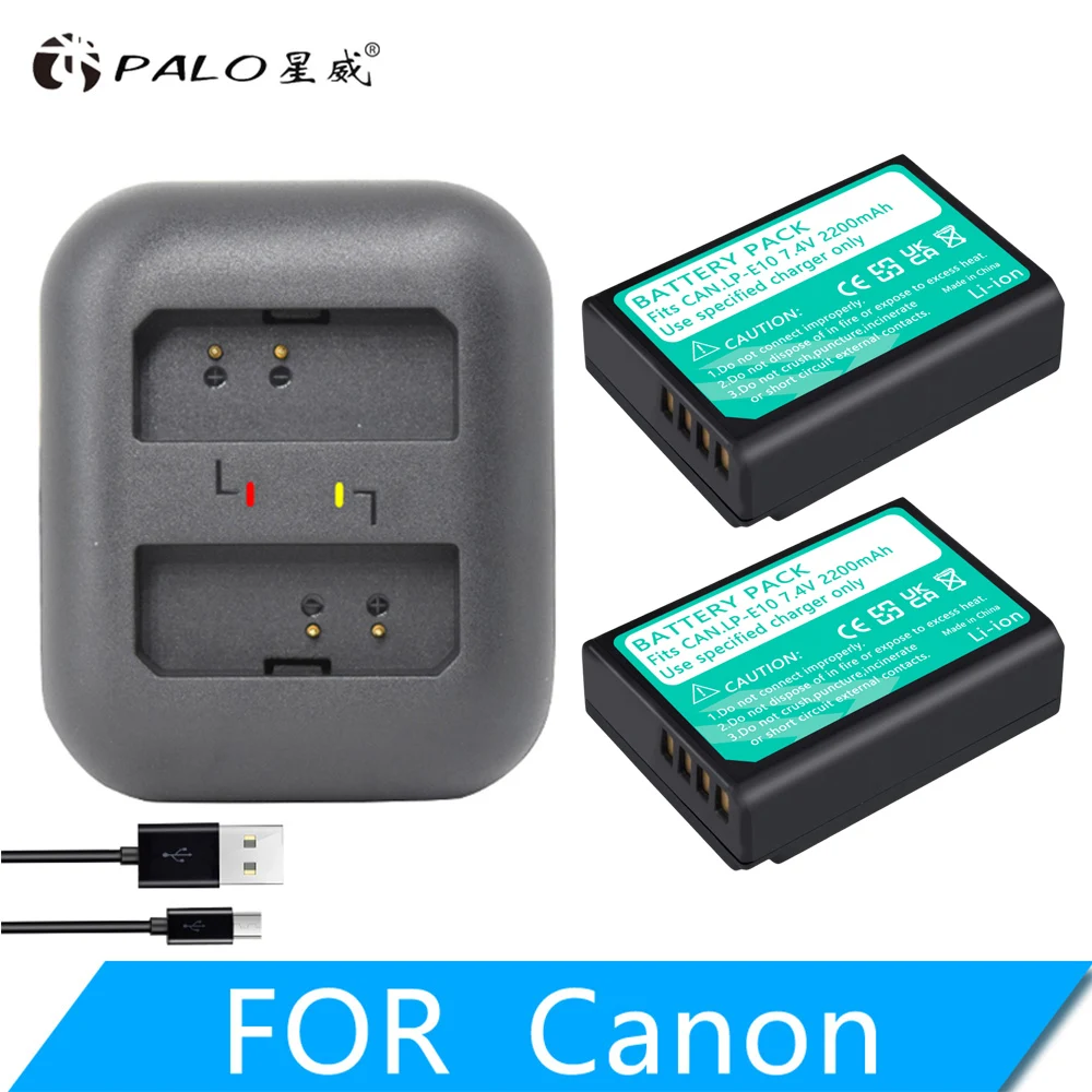PALO 7.4V 2200mAh LP E10 LP E10 LPE10 Digital Camera Battery For Canon 1100D 1200D 1300D Rebel