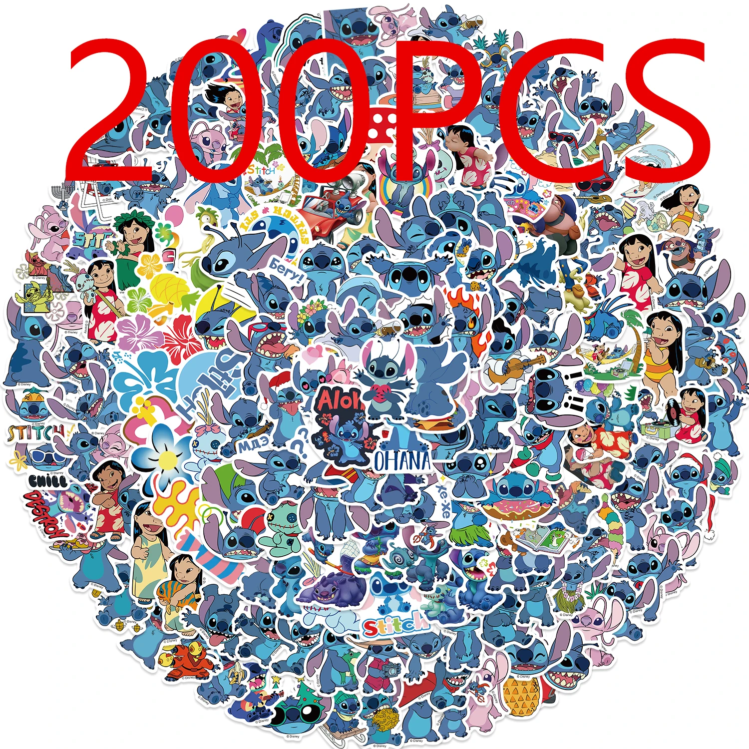 50/100/200 יחידות מדבקות לילו סטיץ' קרטון חמודות לגרפיטי עבור סקראפבוק מחשב נייד טלפון מזוודה סקייטבורד מדבקות מתנה