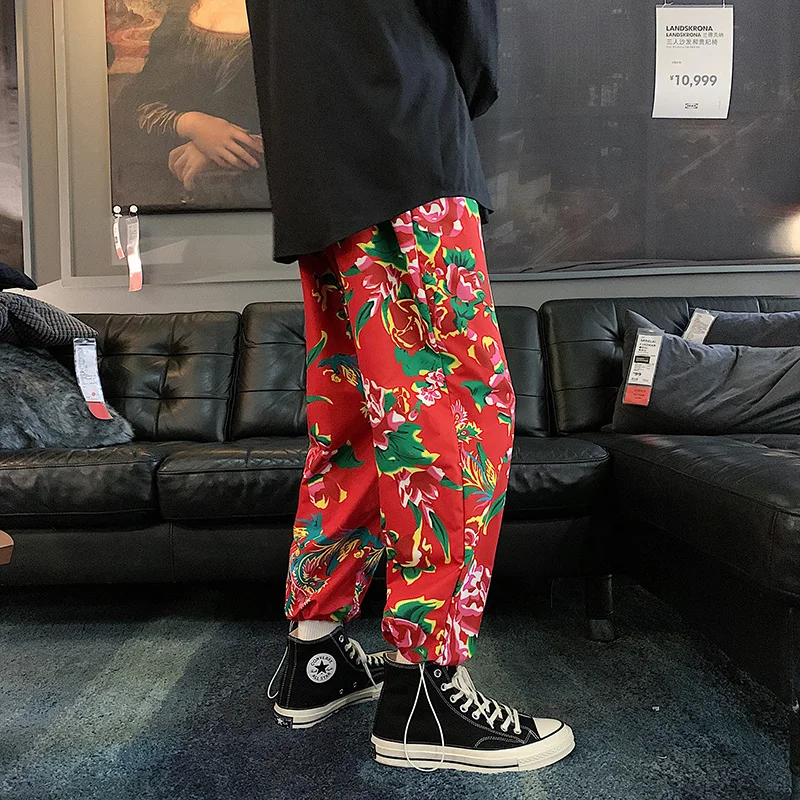 Northeast Flower Cotton-Padded Jacket National Fashion Cotton-Padded Clothes Fried Street Chinese Style Red Peony Pants New