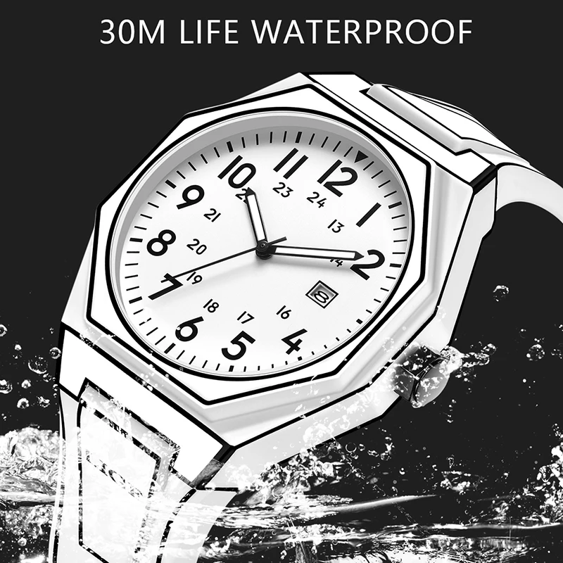 LIGE 2025 New luxury Arabic Digital Watch For Men Outdoor Sport Waterproof Men's Quartz Watch Fashion Silicone Date Chronograph