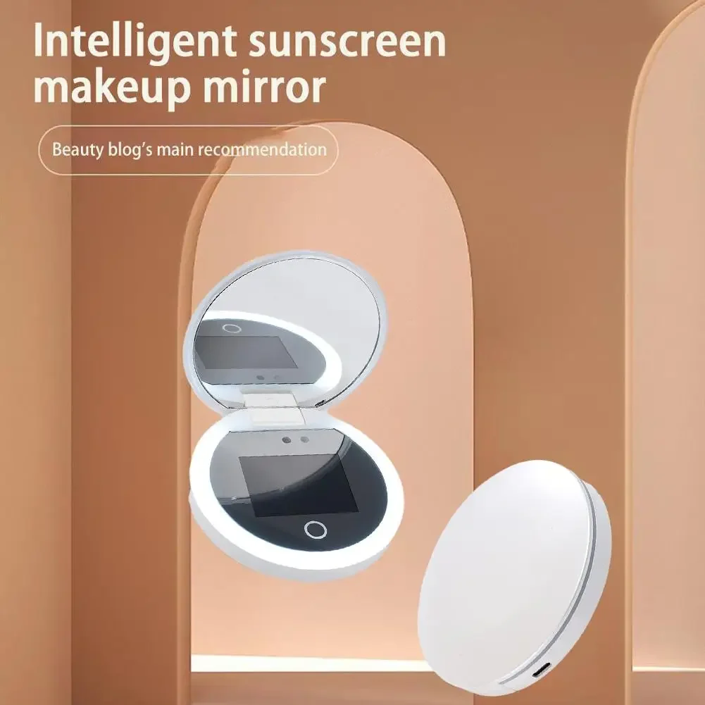 Smart UV Sunscreen Test Camera Makeup Mirror With LED Portable Rechargeable Mirror Beauty Sunscreen Detection Makeup Removal