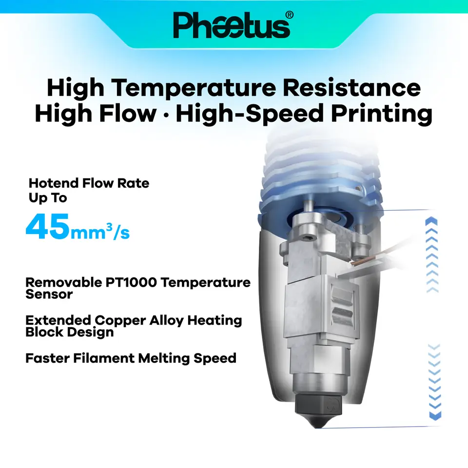Phaetus Newest Rapido 2F 2UHF 2HF Hotend Fit For DDG CW2 VzBoT Voron Dragon Hotend With PT1000/104NT V6 Hardened Steel Nozzle image 2