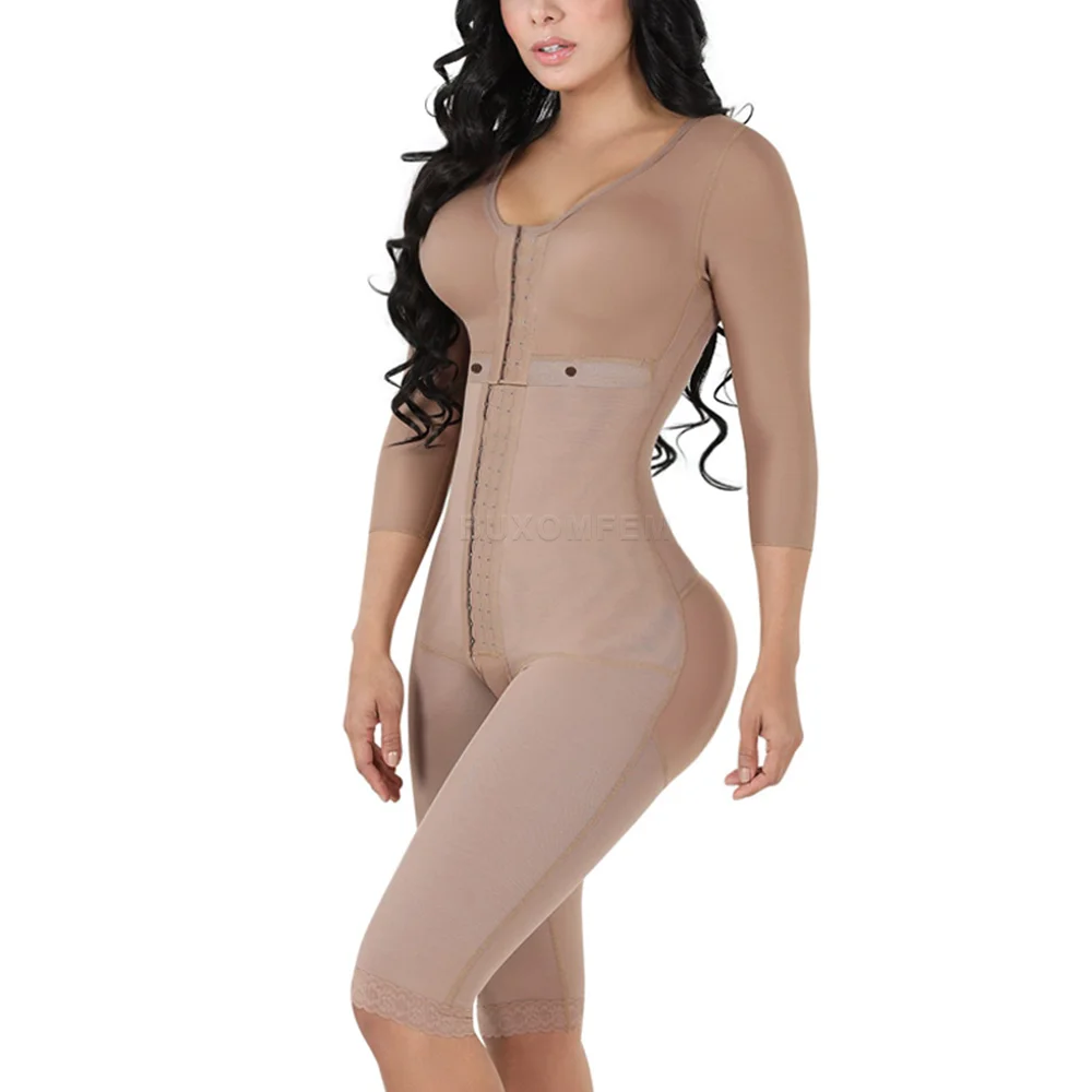 

Full Body Shaper for Women Sleeved Full-Body Skin-Friendly Stretchy Breathable Slim Fit Postpartum Belly Wrap Shaper with Zipper