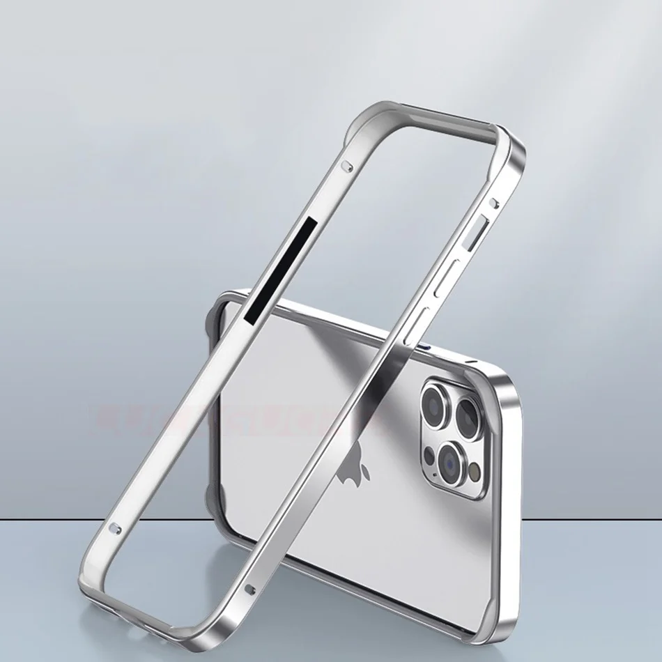 Orange Bumper Case with Hybrid Silicone Frame and Luxury Light Aluminum Metal Finish