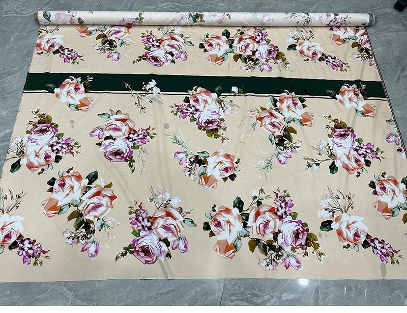 수채화 모란 패턴 디지털 인쇄 순면 원단 의류 셔츠, 하프 스커트, 가을 포지셔닝 원단, 신상
