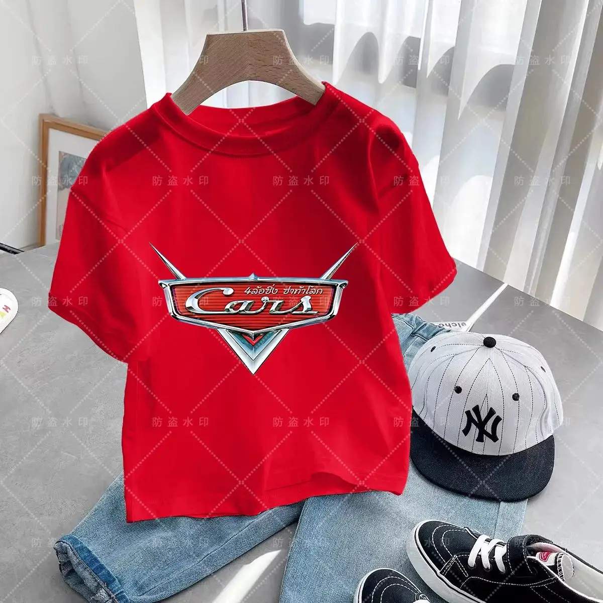 Disney Pixar Lightning Mcqueen Cars Anime Print Cartoon T-Shirt Boys Girls Summer Cotton Round Neck Short Sleeve T-Shirt 6