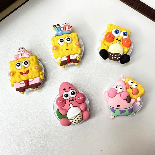 Potdemiel Cartoon SpongeBob Phone Holder Universal 3M Self-adhesive Scalable Folding Bracket Stretch Grip Phone Finger Stand - Image 2